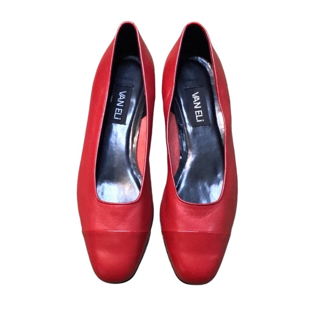 Vaneli Red Leather Ballet Flat with Low Heel - Picture 2 of 10